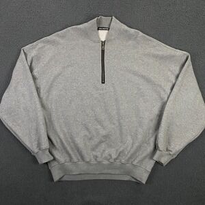 Cole Buxton Sweatershirt size Large French Terry 1/4 Zip Pullover Mock Neck Gray